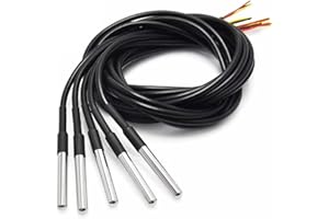 BOTEWO Sonda de Sensor de Temperatura Impermeable: 5 Piezas Sensor de Temperatura de Acero Inoxidable con Cable de 5 M (-55 ℃ ~ +125 ℃)