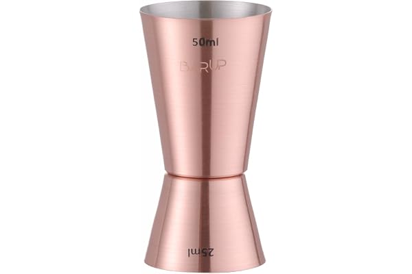 HENDI Jigger double 25/50ml, BarUp, mesure de bar, doseur à cocktail, barman, bar, boissons, cocktails, ø42x(H)86mm, acier inoxydable plaqué cuivre