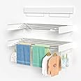Zentuary Home Wall Mounted Clothes Airer - Space Saving Clothes Drying Rack with Towel Rails - 3 Hangers/6 Pegs with Plasterboard Wall Plugs & Screws Included - Retractable Laundry Dryer Rack. 80cm