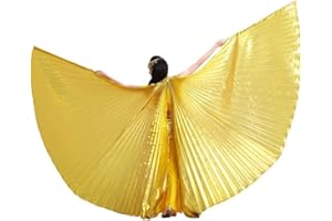 Wuchieal Öffnung Bauchtanz Isis Flügel Dancing Kostüm mit Stöcke Tasche