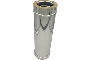 EINSIDE Tubo doppia parete in acciaio inox AISI 316 Lunghezza 500 mm, canna fumaria con isolamento in lana di roccia (180-230 mm)