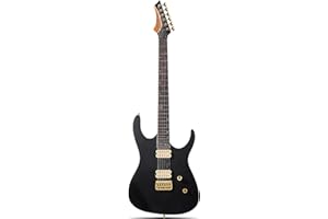 Leo Jaymz Electric Guitar Monsoon Series - Reverse Headstock, Mahogany Body,Roasted Maple Neck,Rosewood Fretboard,Locking Tuners,Rounded End Frets,AlnicoV Pickups,Fixed Hardtail Bridge (Matte Black)