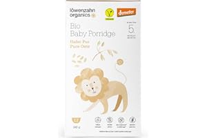 ‎LÖWENZAHN ORGANICS Löwenzahn Organices Demeter Baby Porridge Hafer Pur ab dem 5. Monat | Vegan & ohne Zuckerzusatz | In 2 Minuten zubereitet I Bio Brei Baby, Brei Baby, Babybrei, Baby Nahrung