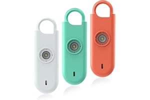 Fauxomor Alarme Personnelle Anti Agression 6 Pack-140 DB Porte-Clé Alarme avec Flash LED et Avertisseur de Batterie Faible, Kit d'Auto-Défense pour Femmes, Enfants et Seniors(Blanc+Vert+Orange)