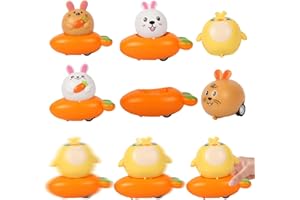 ‎LAMEK LAMEK 10 Stück Ostern Zurückziehen Spielzeugauto Mini Hasen Aufziehauto mit Reibung angetrieben Karotten Küken Ziehen Spielzeug Perfekt Ostern Geschenke für Kinder ab 3 Jahren