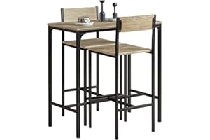 SoBuy Mesa de bar alta con taburetes – Península de cocina ahorra espacio 87 cm para rincón o balcón – Mueble de bar estilo industrial de MDF y metal OGT03-N