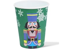 ZVK Gobelets en papier de fête Lot de 12 Gobelets Jetables Vert, 9 onces, 250ml Tasses en papier pour Noël, Soldats