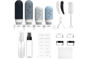 SCLLNDA 16 Pièces Flacons de Voyage Bouteilles de Voyage en Silicone Accessoire Voyage Kit Voyage Avion Contenant Voyage Silicone pour Cosmétiques Shampooings Lotion Crème sans BPA