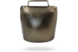 YITEXIN Cloche en métal super grande 8,5 x 9 cm, cloche de pâturage pour bétail et cheval, cloche d'animaux de ferme, solide et bruyante pour événements sportifs et jeux (bronze)
