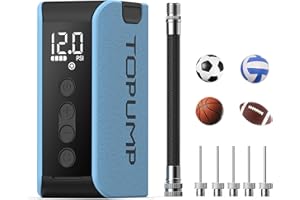 TOPUMP Pompe à Ballon électrique avec gonflage et dégonflage, Pompe à air Portable Rechargeable avec manomètre (Max 20PSI), Pompe à air pour Ballon de Sport, Basket-Ball, Volley-Ball, Rugby