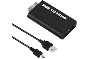 Lyai PS2 to HDMI Converter Plug for PlayStation 2 HDMI Adapter, with 3.5mm Audio Output for HDTV Monitor Projector, Video Audio Sync for All PS 2 Models