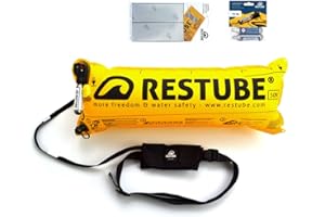 Kit di Base Restube BEACH, Boa Salvagente, Confezione con Gonfiabile Mare di Sicurezza a Strappo, 2 Bombolette CO2 di Ricambio, Pellicola Riflettente Impermeabile
