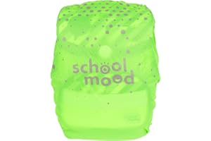 School-Mood Regenschutz für Schulranzen – Wasserdichte Regenhaube, Neonfarben mit retroreflektierendem Aufdruck aus Polyester, Regenhülle zum Schutz des Schulrucksacks, Einheitsgröße (neongrün)