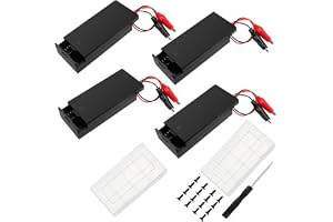 4 Stycken 18650 Batterihållare, KUOQIY 2 x 3.7V Batteri Förvaringslåda med Alligatorklämmor & ON/OFF-omkopplare & Lock, med 2