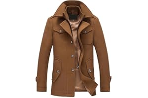 YOUTHUP Manteau Homme Laine Hiver Chaud Trench-Coat Classique Pardessus Parka Caban Veste Slim Fit Manteaux Habillé