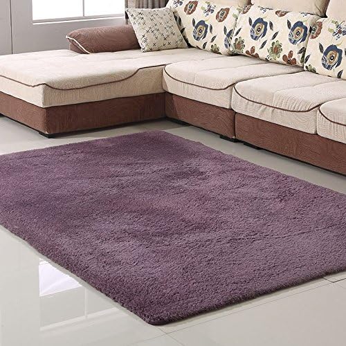 Qwer Modern thick Lamb Wool Velvet Carpet Lounge coffee table the carpet of the bedrooms full bunk beds and sofa carpet edge rectangular mats ,1.4×2.0M, gray Purple Rugs