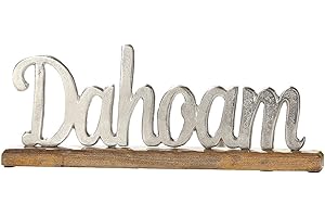 ‎GILDE GILDE Schriftzug Aufsteller Dahoam Holz Aluminium Bayerisch Tischdeko 43x17 cm