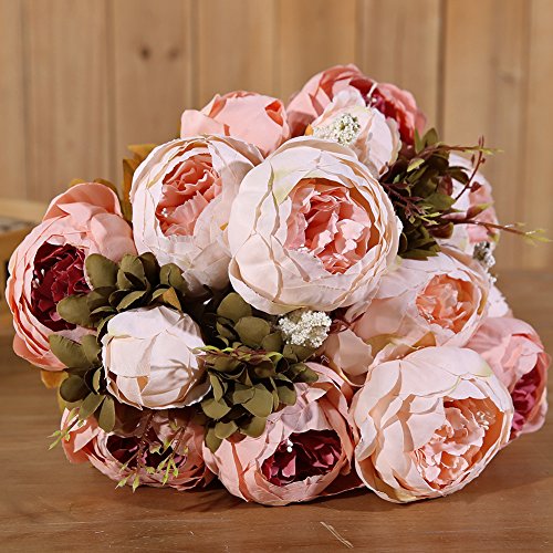 Luyue Schön Künstlich Blumen Pfingstrosen Künstliche Blume Blumenstrauß Für Hochzeit Party Fest Haus Büro Bar Dekor Rosa - 8