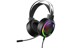 LexonElec Casque Gaming avec Micro, Casque Gaming PC avec Micro Anti Bruit Casque Gamer PS4 Filaire LED Lampe 7.1 Stéréo Bass Microphone, pour PC/PS4/PS5/Mac/Computer, 3D Stéréo Gaming Headset (Noir)