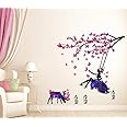 Decal O Decal Vinyl ' Blue Self Adhesive Butterfly With Motivational Quotes ' Wall Stickers(Pack Of 4,Angel On Swing With Little Deer And Butterfly),90 cms