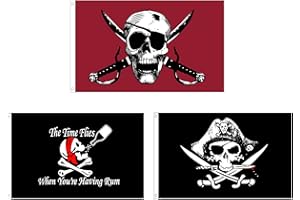 VASTSEA 3 Pezzi Bandiera Pirata, Bandiera del Partito dei Pirati, Bandiera Pirata, Utilizzato per la Decorazione di Halloween, la Festa dei Pirati, Il Gioco di Ruolo dei Pirati(Nero)