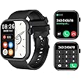 Azonee Sport Smart Watch, 1.85" Smartwatch Fitness Tracker for Android iOS Phones with Blood Pressure Heart Rate Tracking, Answer/Make Call, Sport Modes Sleep Monitor Step Counter for Women Men, Black