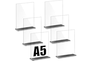 Joyan 6 Pièces Support de Panneau Acrylique, A5 Presentoir en Plastique Transparent, SPrésentoir Transparent Double Face Pour Restaurant, Hôtel, Exposition, Bureau, Menus