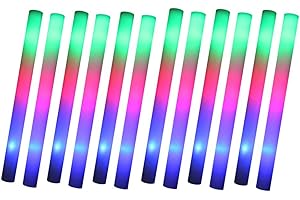 Schramm® 12 Stück LED Partystick 47cm Styropor 3 Funktionen Party Stab Schaumstoff Party Stick leuchten wie Knicklichter Glow Sticks