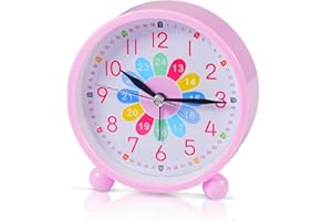 Funmo Réveil analogique pour Enfant,Réveil Numérique Enfants,Réveil de Chevet,Réveil Enfant, Réveil avec Alarme Forte,11.5cm (Rose)