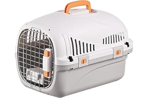 LIXQQS Lightweight Pet Transporter, Hard-Sided Pet Carrier, Cat/Dog Carrying Case, Airline-Compliant Travel Kennel with Durable Construction and Breathable Design, Great for Travel and Everyday Use(White,Bas