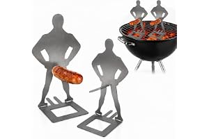 MINGBOLIN 4 grillkorvhållare i rostfritt stål, korvhållare grill gubbe | 304 rostfritt stål, stabil handesign, håller stekt och varmkorv säker, återanvändbar för grill, camping och fest