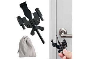 MEGAVOW Upgraded Portable Door Lock, Security Door Locker Without Drilling, Safety and Privacy Lock with Dual Nut Adjustment, Lockdown Devices from Inside for Home Travel Hotel Dormitories Black