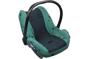 Original Dooky Seat Cover Schonbezug Green Stars für Babyschale Universalgröße geeignet für 3 und 5 Punkt Gurtsystem Autositz, für Altersgruppe 0+, grün