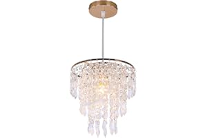 FRIXCHUR Modern Crystal Chandelier Small Pendant Light Ceiling Light Gold Crystal Chandeliers for Dining Room Bedroom Kitchen Hallway Foyer Kids Room