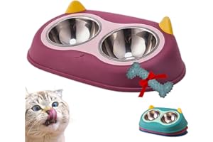 JANDTEK Gamelle Chat Surélevée - Double Gamelle Anti-Vomissements Inclinée à 15° - Mangeoire et Abreuvoir pour Chats et Petits Chiens - Gamelle Ergonomique Anti-Glouton - Design Stable et Confortable