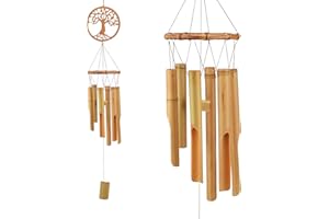 Carillon éolien en bois avec ton profond fait à la main pour le jardin, l'extérieur, la terrasse, la maison et l'intérieur