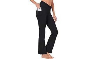 BAYGE Pantalon de Yoga Évasé Taille Haute Imperméable Opaque Contrôle du Ventre Slim Fit Leggings Pantalon de Sport Sweatpants Fitness avec Poches
