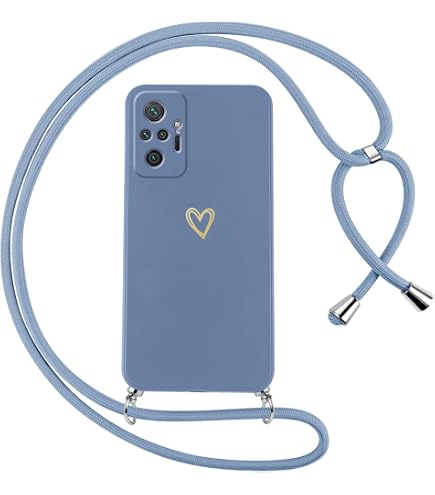 Schutzhülle Mit Lanyard Für Xiaomi Redmi Note 10 Pro – Schwarz, Love-Herz-Motiv, Stoßfest, Mit Handykette