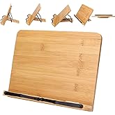 Ahşap Katlanabilir Kitap Okuma Standı - Kitap-Tablet Tutma Standı Bambu-5 Kademeli