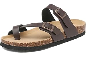 Mesing Ciabatte Infradito Donna Estive con Plantare in Sughero Comodi Sandali Ortopedici Pelle Scamosciata Antiscivolo Pantofole