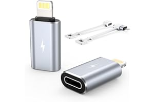 TechMatte Adapter USB C do podświetlania, 2 sztuki, 1,9 A, 15 W, standardowe ładowanie, kompatybilny z iPhone 14/13/12/11 Pro Max Mini/X/XR/XS/SE/iPad/iPod/AirPods, z uchwytem zapobiegającym zgubieniu