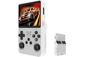 AZFUTU R36s Rétro Console De Jeu Portable, Plus De 40 000 Jeux Classiques 3,5 Pouces IPS Écran Rétro Console De Jeu pour Enfants Cadeau De Noël pour Adultes Portable Game Stick-White||64G
