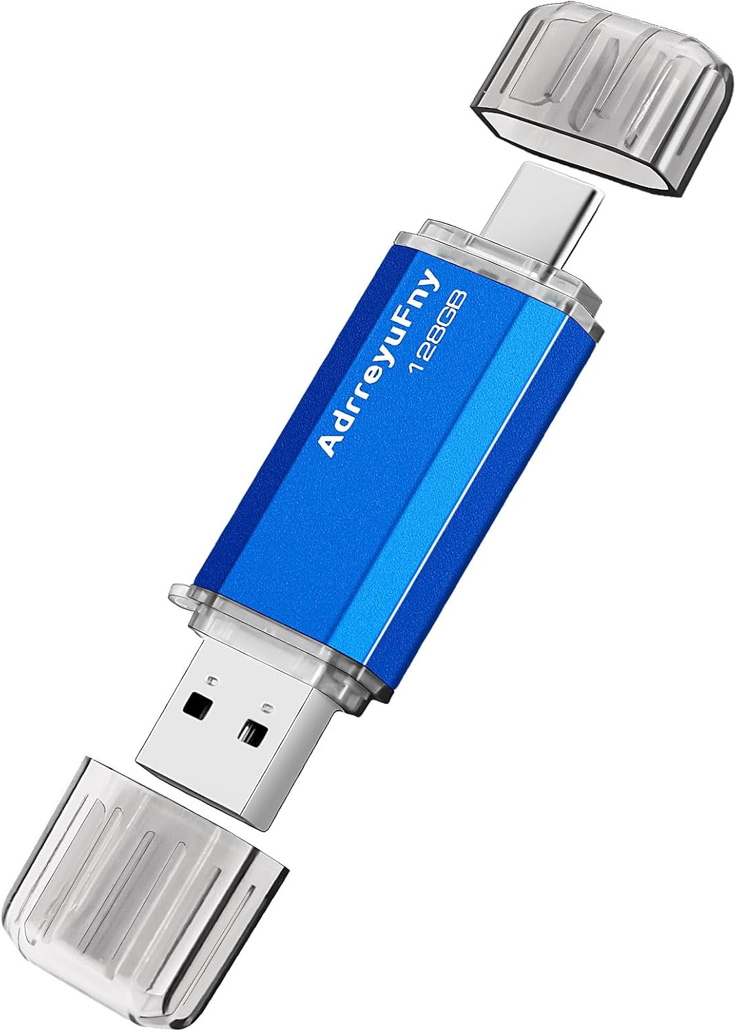 Memoria USB C 128GB, 2 en 1 OTG Tipo C Pendrive 128 Gigas USB 2.0 Flash Drive Portátil Pen Drive Mini USB Stick para Smartphones, Tabletas, PC, Almacenamiento DE Datos Externo Etc (Azul)