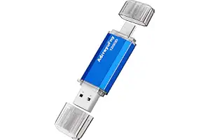 Memoria USB C 128GB, 2 en 1 OTG Tipo C Pendrive 128 Gigas USB 2.0 Flash Drive Portátil Pen Drive Mini USB Stick para Smartphones, Tabletas, PC, Almacenamiento DE Datos Externo Etc (Azul)