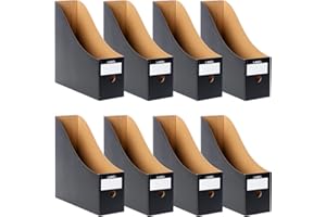 TOMONEED Magazine File Holder Pack of 8 - Cardboard Magazines Rack with Labels, Recyclable Kraft Paper A4 Files Organizer Box, Desktop Document Storage File Divider Organiser Rack for School Office Home
