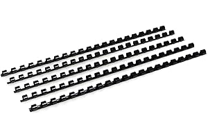 RAYSON Canutillos encuadernar de Plástico, 21 Anillas, Capacidad de Encuadernación de 40 Hojas, 8 mm, Negra, A4, Paquete de 100