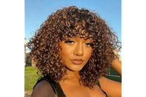 FASHION IDOL Bob Curly pelucas de pelo humano con flequillo Jerry Curl Bob pelucas de pelo humano virgen brasileña de pelo humano no pelucas delanteras del cordón para las mujeres