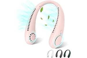 NAMOUK Ventilateur Silencieux, Ventilateur Cou Rechargeable Ventilateur USB Sans Lame, Ventilateur Personnel 3 Vitesses pour Bureau Domicile Voyage En Plein Air Cuisiner Camping