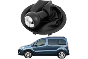 TXBZQKJ Pommeau De Levier De Vitesse Soufflet pour Citroen Berlingo Multispace 2008-2018, 5 Vitesses Voiture Couvercle Anti-PoussièRe en Cuir Noir du Cadre Kit Remplacement