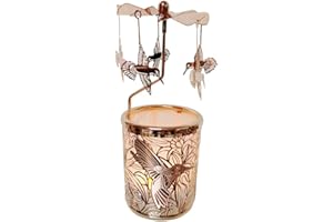 Kingnero Carousel Candle Rotating Rotary Candle Holder Spinning Tea Light Candlestick for Christmas (Hummingbird)